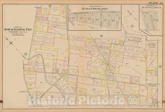 Historic Map : Atlas City of Passaic and Acquackanon Township County New Jersey 1916 Plate 024 , Vintage Wall Art