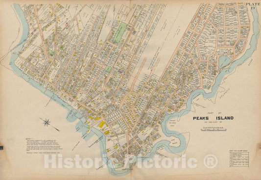Historic Map : Atlas City of Portland, Peaks Island & Portland 1914 Plate 019 , Vintage Wall Art