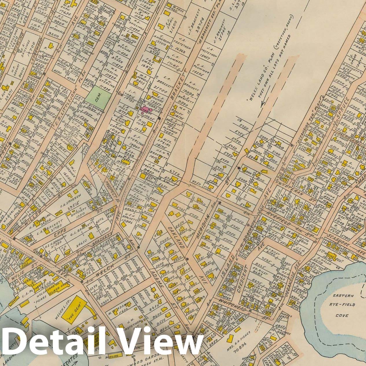 Historic Map : Atlas City of Portland, Peaks Island & Portland 1914 Plate 019 , Vintage Wall Art