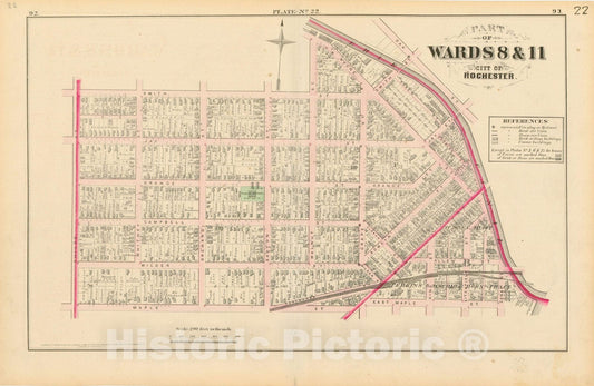 Historic Map : Atlas of Rochester, NY, Rochester 1875 Plate 022 , Vintage Wall Art