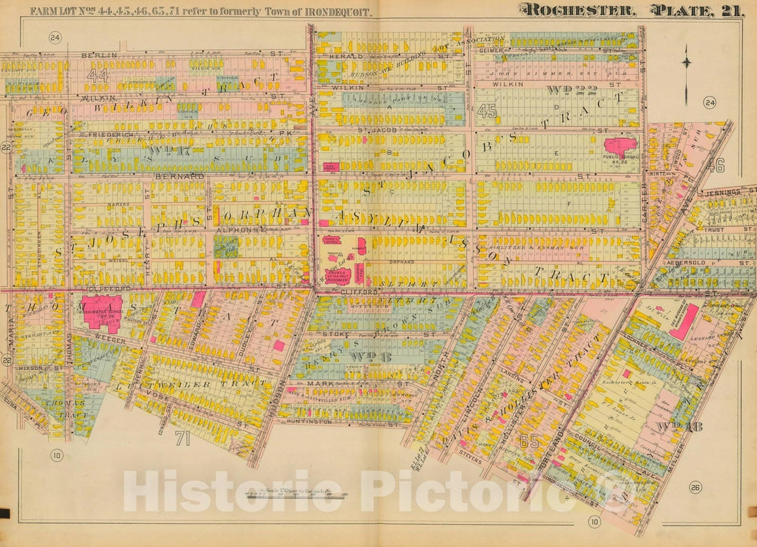 Historic Map : Atlas City of Rochester New York, Rochester 1910 Plate 021 , Vintage Wall Art