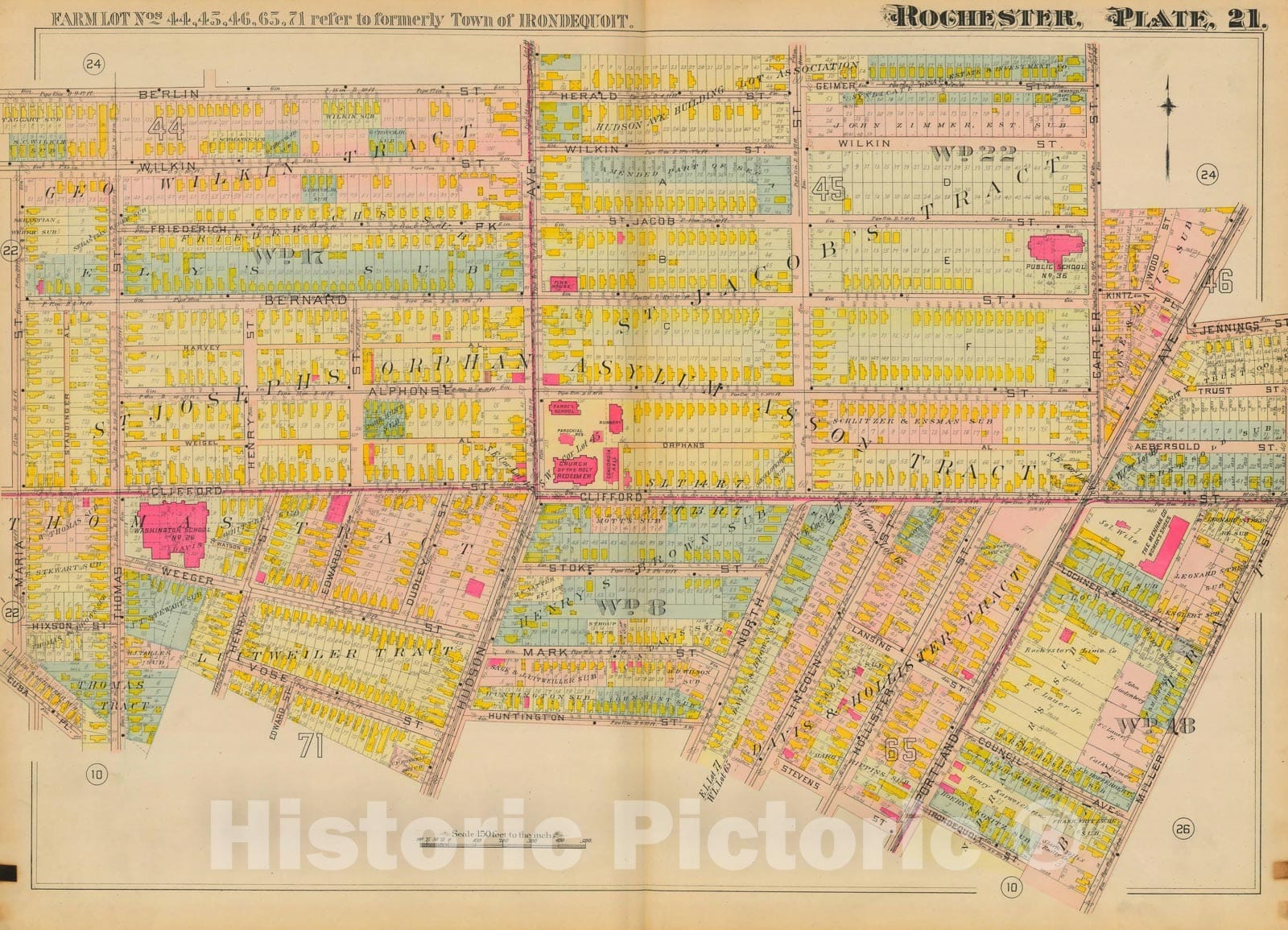 Historic Map : Atlas City of Rochester New York, Rochester 1910 Plate 021 , Vintage Wall Art