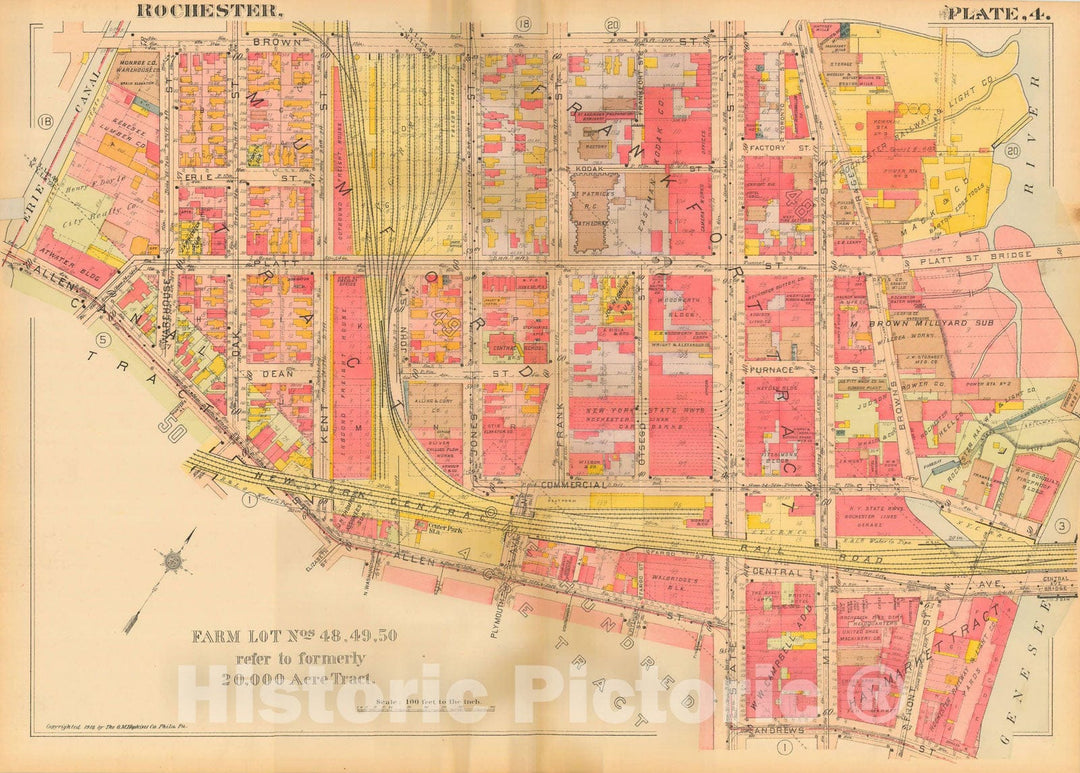 Historic Map : Plat Book of the City of Rochester New York and Vicinity, 1918 Plate 004 , Vintage Wall Art