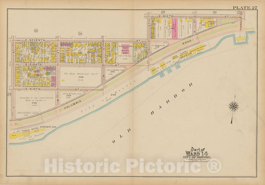 Historic Map : Atlas of South Boston, South Boston 1910 Plate 027 , Vintage Wall Art