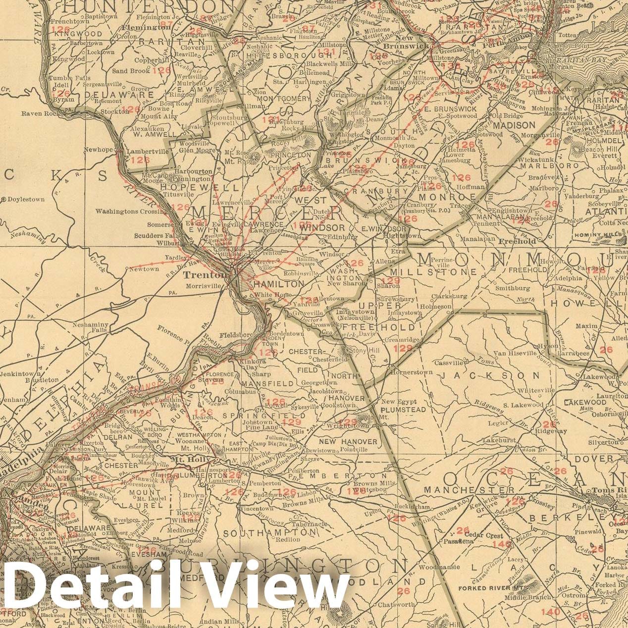 Historic Map : New Jersey 1925 , v2, Vintage Wall Art