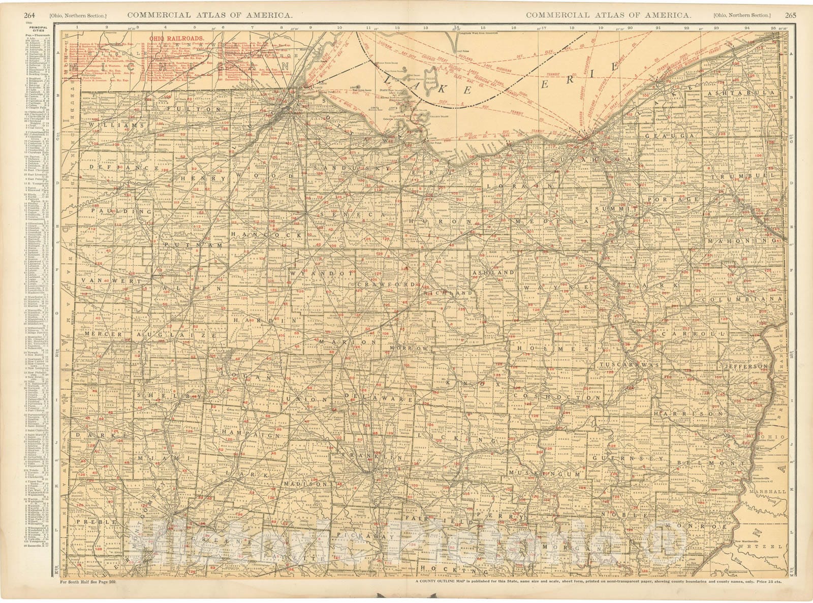 Historic Map : Ohio 1925 , v4, Vintage Wall Art