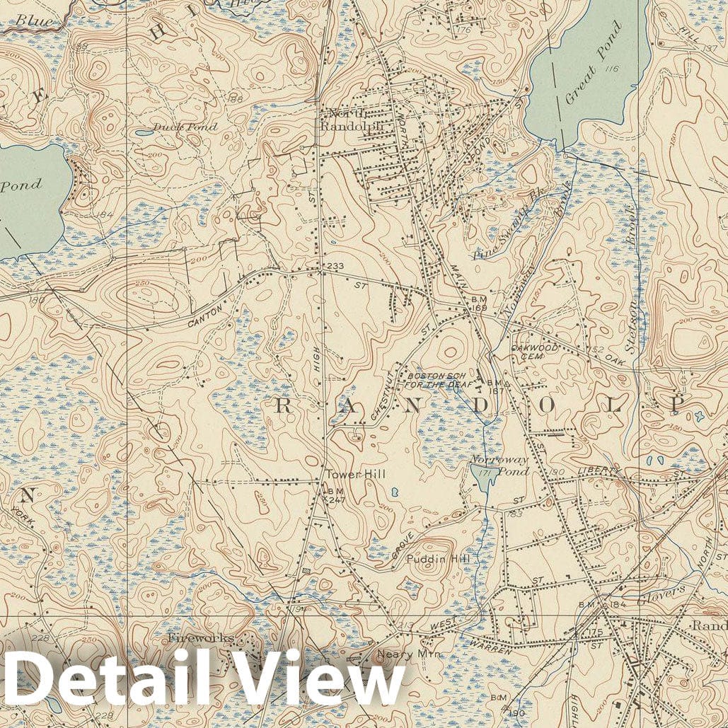 Historic Map : USGS 7.5 Minute Sheets and Quadrangles, Braintree & Canton & Milton & Randolph 1946 Topographic Map , Vintage Wall Art