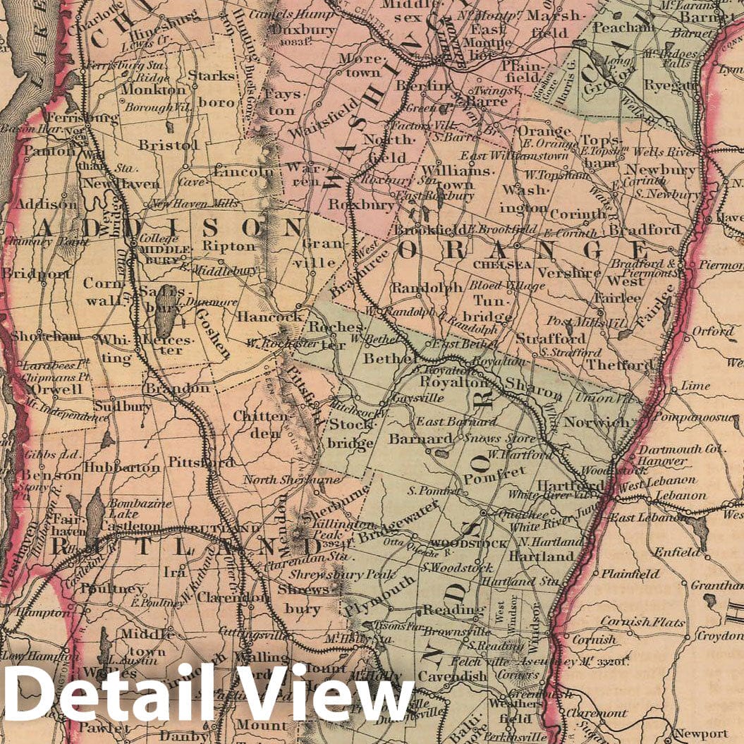 Historic Map : Vermont 1857 , General Atlas (Of The World) , Vintage Wall Art
