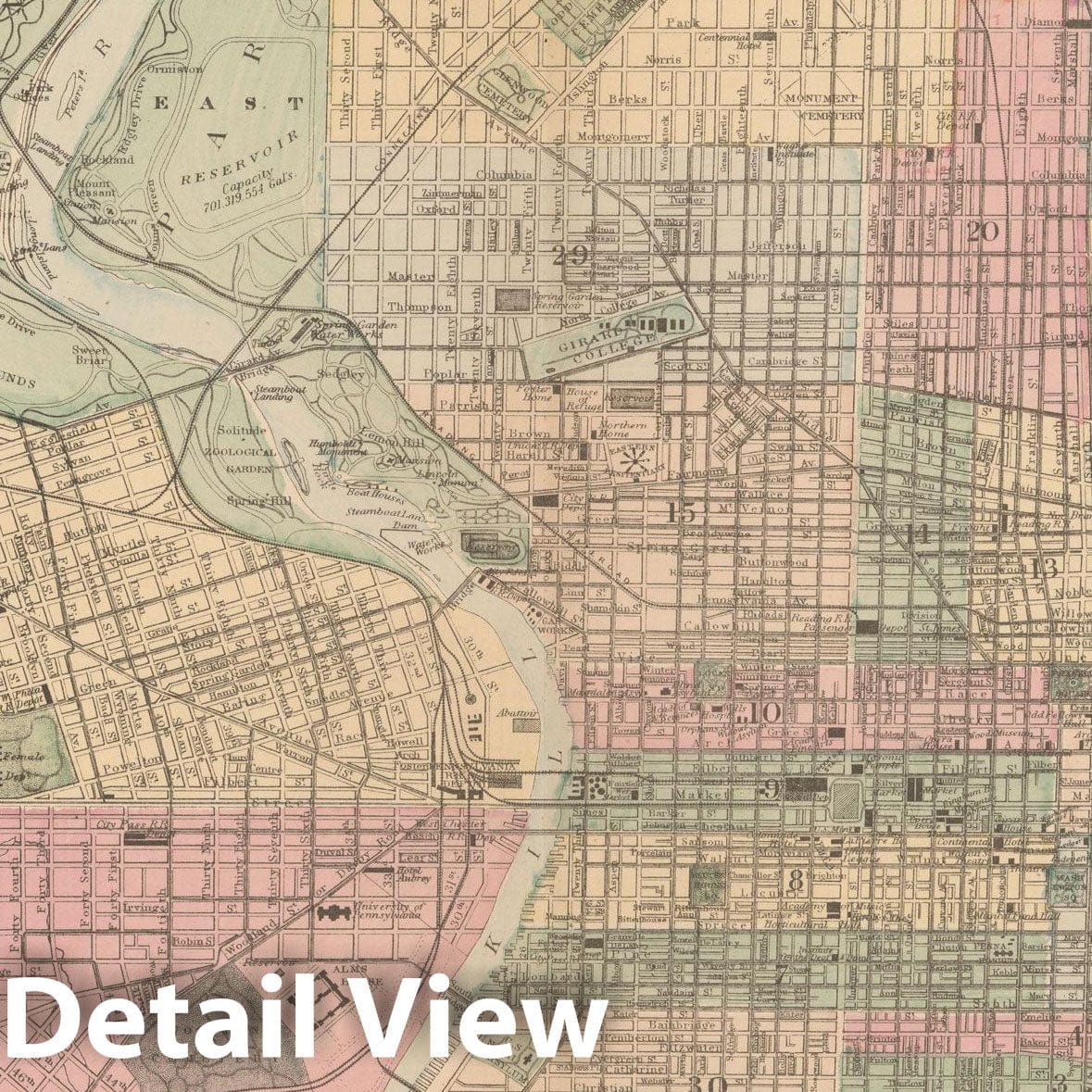 Historic Map : Philadelphia 1882 , Mitchell's New General Atlas , Vintage Wall Art