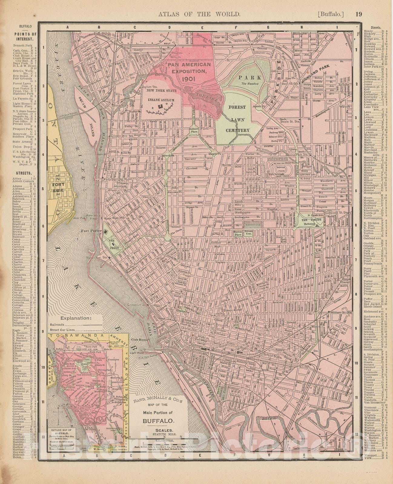 Historic Map : Buffalo 1900 , Universal Atlas World , Vintage Wall Art