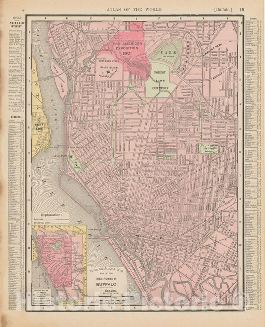 Historic Map : Buffalo 1900 , Universal Atlas World , Vintage Wall Art