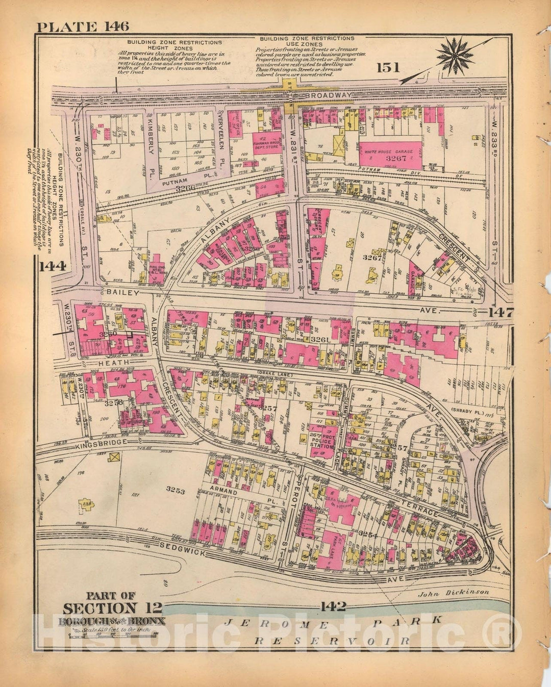 Historic Map : Borough of The Bronx, Sections 9-13, The Bronx 1928 Plate 146 , Vintage Wall Art
