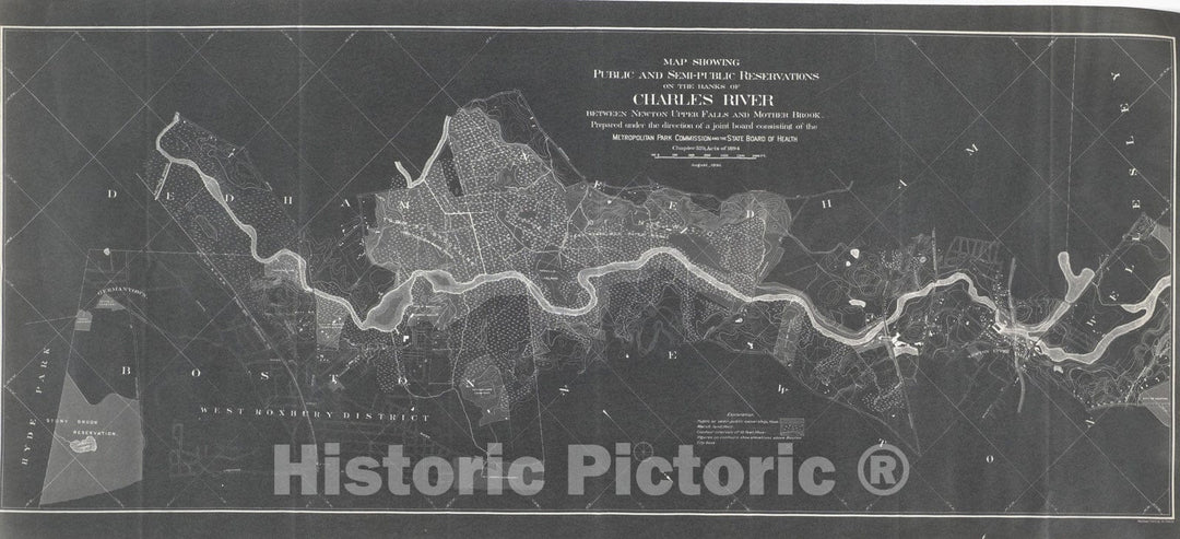 Historic Map : Charles River Reservations 1894 , Vintage Wall Art