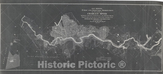 Historic Map : Charles River Reservations 1894 , Vintage Wall Art