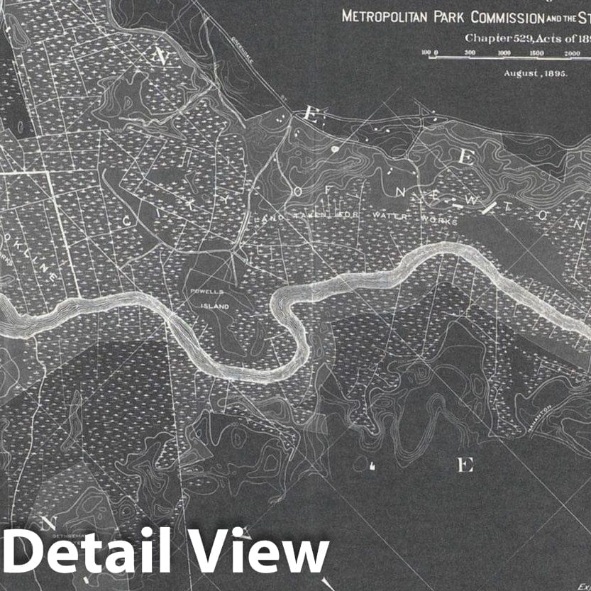 Historic Map : Charles River Reservations 1894 , Vintage Wall Art