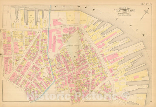 Historic Map : Atlas City of Boston, Boston Proper, Volume I, Boston 1883 Plate A , Vintage Wall Art