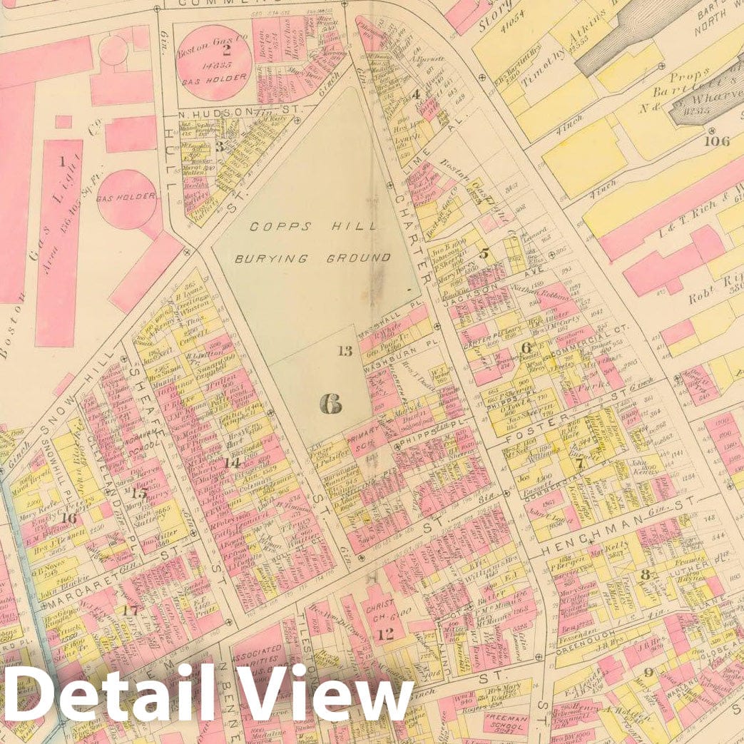 Historic Map : Atlas City of Boston, Boston Proper, Volume I, Boston 1883 Plate A , Vintage Wall Art