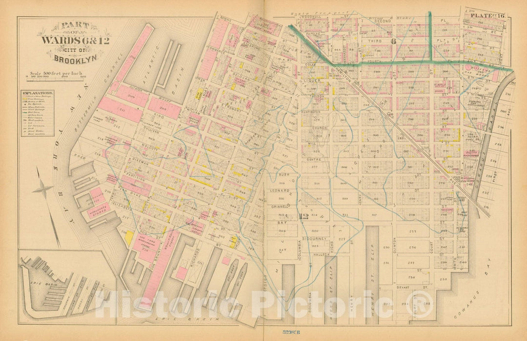 Historic Map : Atlas Entire City of Brooklyn Complete in One Volume, Brooklyn 1880 Plate 016 , Vintage Wall Art
