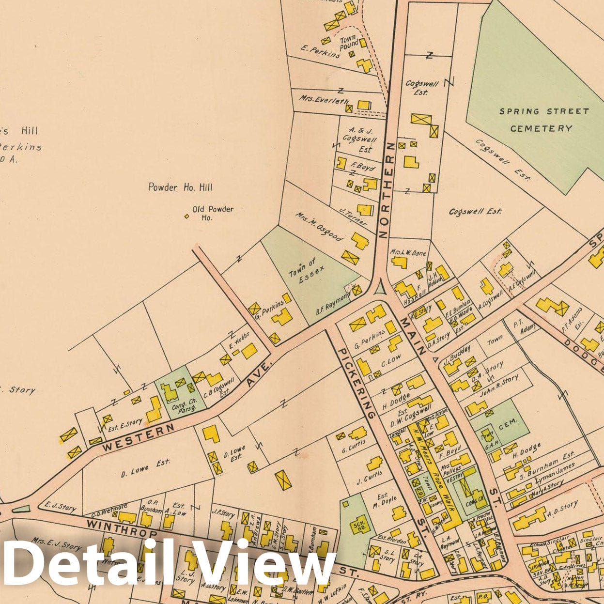 Historic Map : Atlas Towns of Topsfield, Ipswich, Essex, Hamilton and Wenham, Essex County, MA, Essex 1910 Plate 019 , Vintage Wall Art