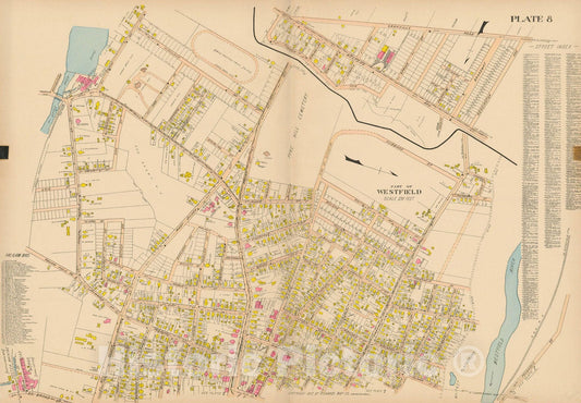 Historic Map : Atlas of Hampden County, Massachusetts, Westfield 1912 Plate 008 , Vintage Wall Art