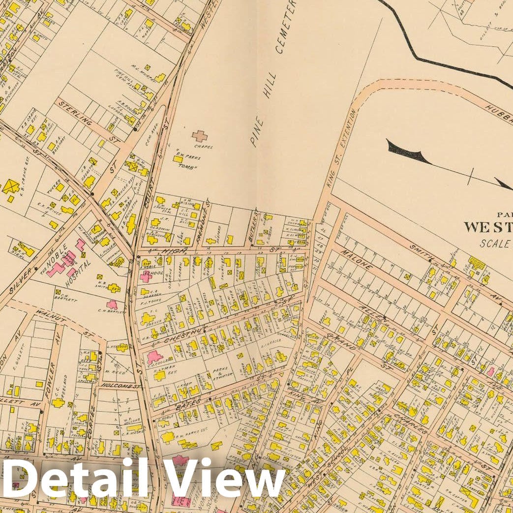 Historic Map : Atlas of Hampden County, Massachusetts, Westfield 1912 Plate 008 , Vintage Wall Art