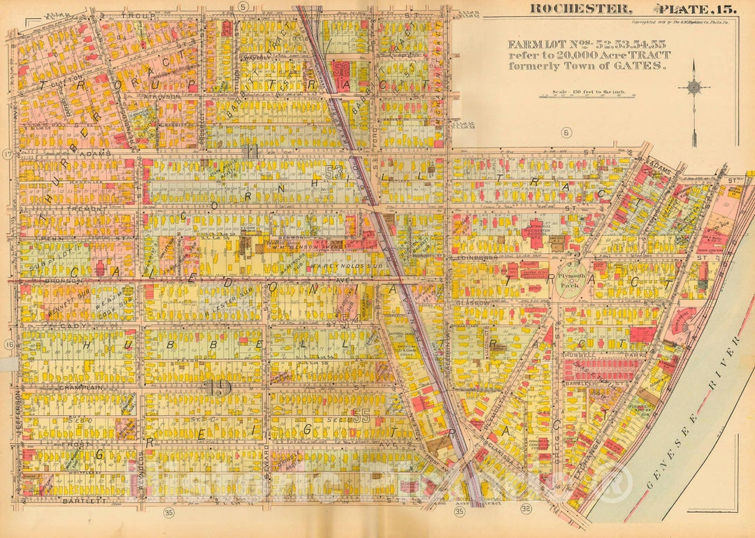 Historic Map : Plat Book of the City of Rochester New York and Vicinity, 1918 Plate 015 , Vintage Wall Art