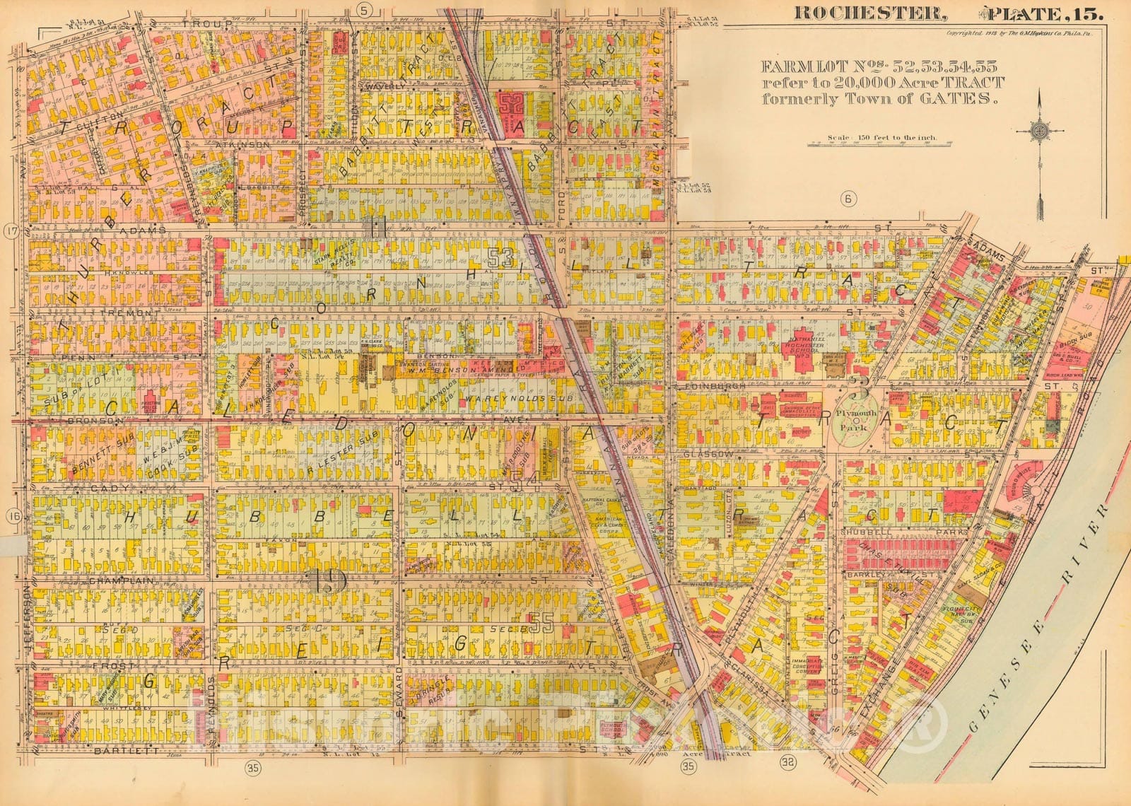 Historic Map : Plat Book of the City of Rochester New York and Vicinity, 1918 Plate 015 , Vintage Wall Art