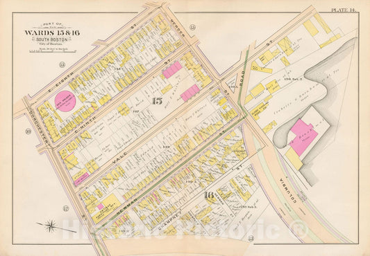 Historic Map : Atlas City of Boston, South Boston 1899 Plate 014 , Vintage Wall Art