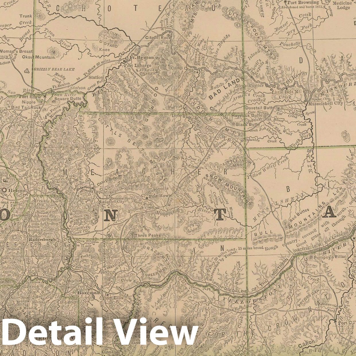Historic Map : Montana 1877 , Business Atlas of the USA , Vintage Wall Art