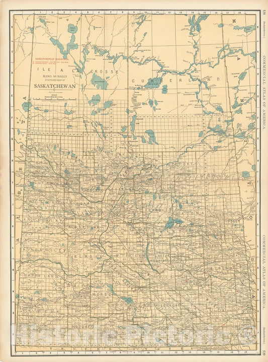 Historic Map : Commercial Atlas of America, 56th Edition, Saskatchewan 1925 , Vintage Wall Art