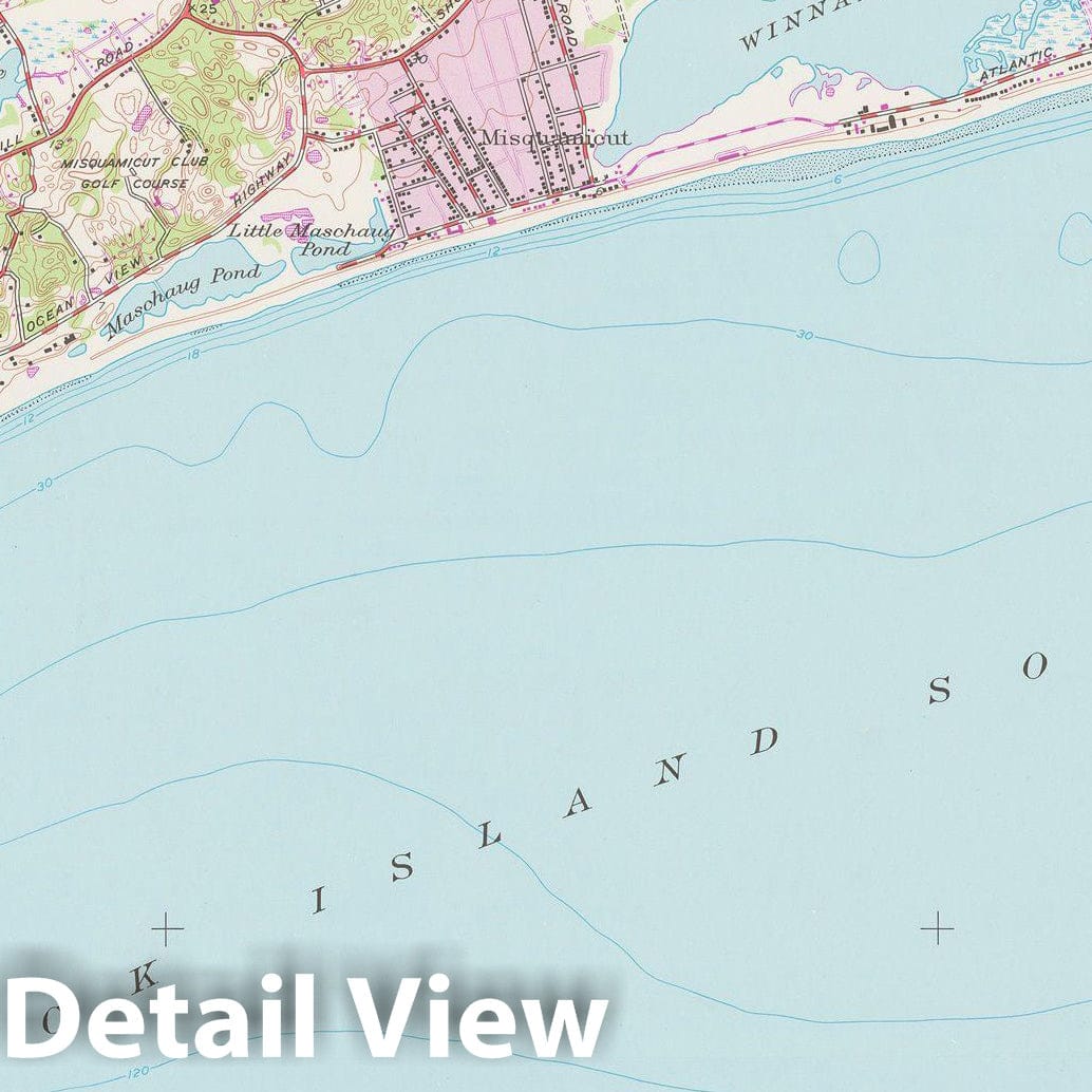 Historic Map : USGS 7.5 Minute Sheets and Quadrangles, Pawcatuck & Stonington & Westerly 1975 Topographic Map , Vintage Wall Art