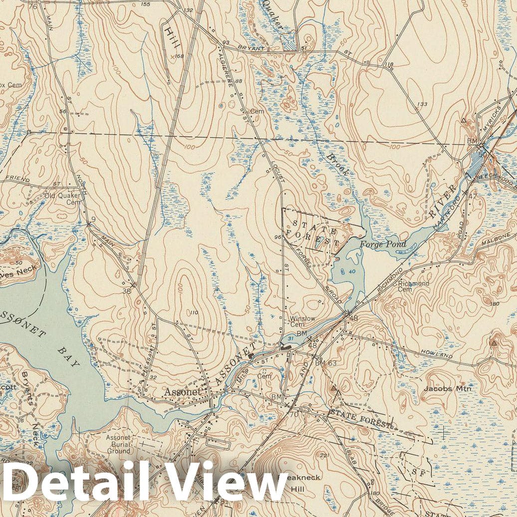 Historic Map : USGS 7.5 Minute Sheets and Quadrangles, Berkley & Dighton & Freetown 1951 Topographic Map , Vintage Wall Art