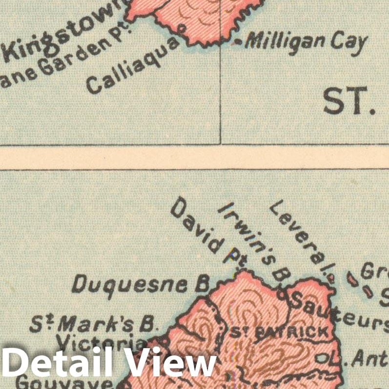 Historic Map : Pocket Guide to the West Indies, Grenada & St. Vincent 1939 , Vintage Wall Art