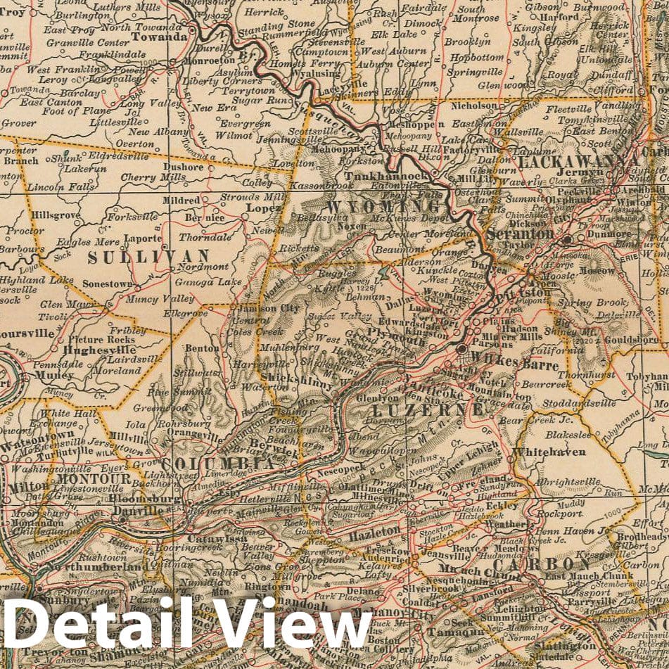 Historic Map : Pennsylvania 1897 , The Century Atlas World , v2, Vintage Wall Art