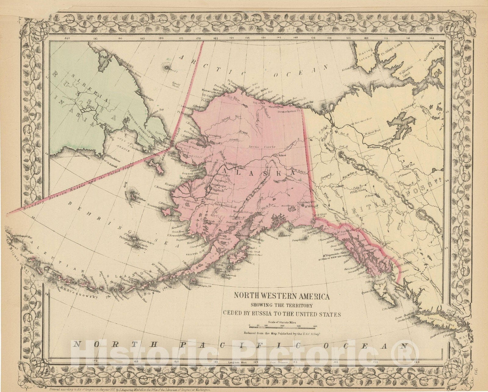 Historic Map : Alaska 1882 , Mitchell's New General Atlas , Vintage Wall Art