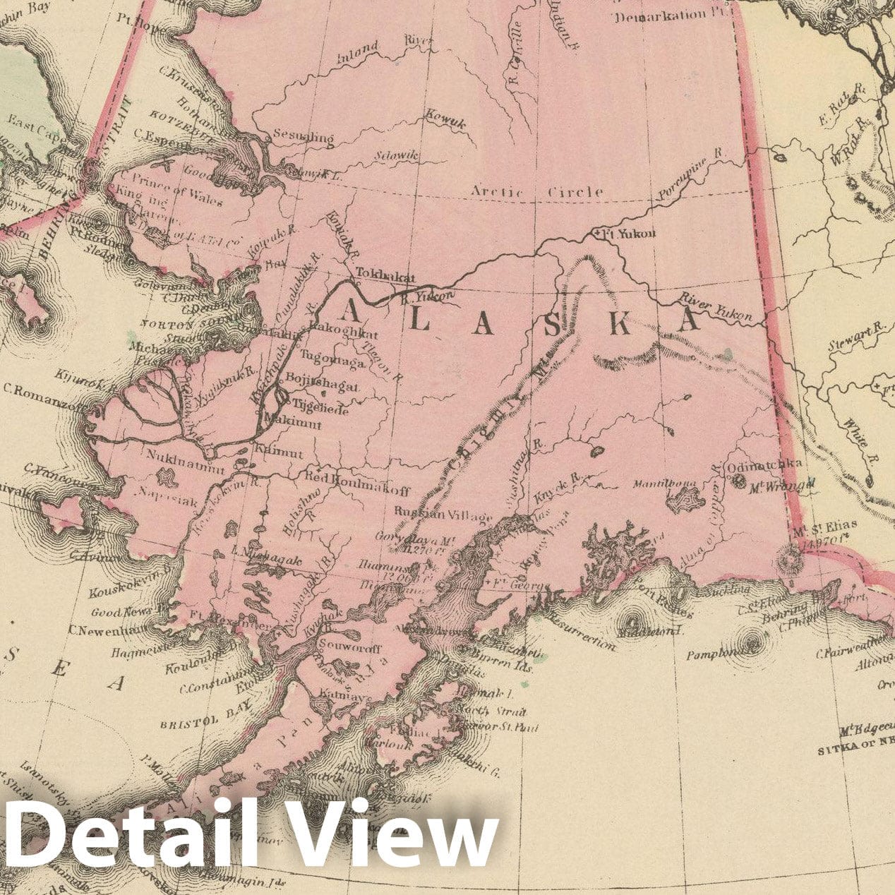Historic Map : Alaska 1882 , Mitchell's New General Atlas , Vintage Wall Art