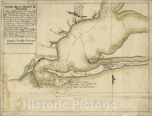 Historic Map : 18th Century Coastal Charts, Pensacola 1784 Topographic Map , Vintage Wall Art
