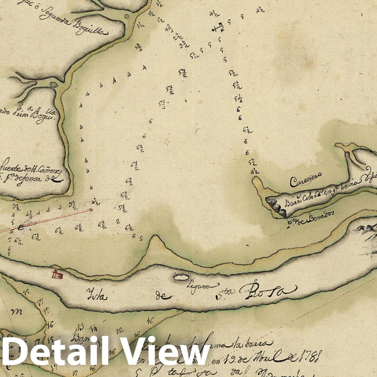 Historic Map : 18th Century Coastal Charts, Pensacola 1784 Topographic Map , Vintage Wall Art