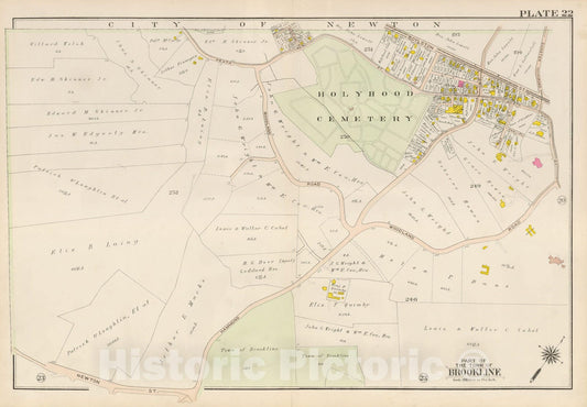 Historic Map : Atlas Town of Brookline, Brookline 1907 Plate 022 , Vintage Wall Art