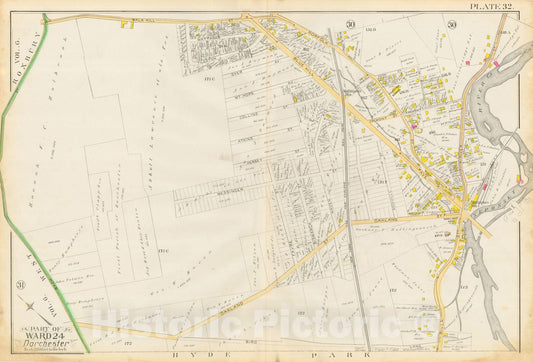 Historic Map : Atlas City of Boston, Vol. 5, Dorchester, Dorchester 1889 Plate 032 , Vintage Wall Art