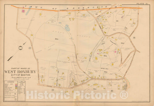 Historic Map : Atlas of Dorchester, West Roxbury and Brighton, Jamaica Plain 1899 Plate 021 , Vintage Wall Art