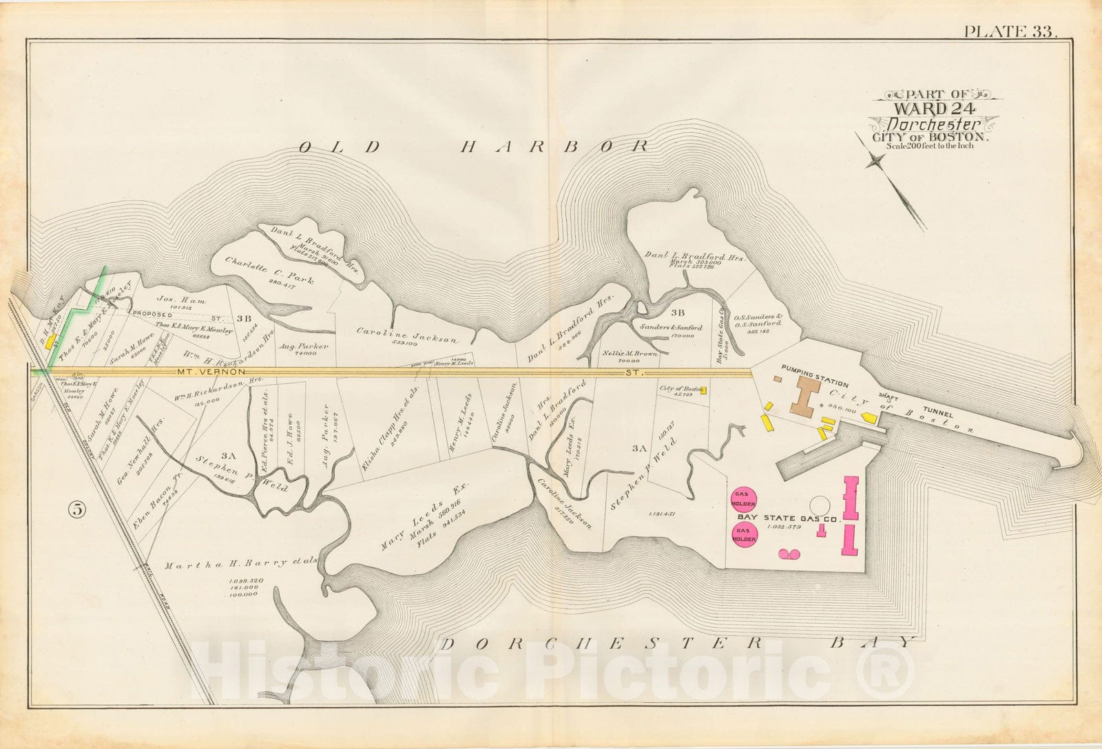Historic Map : Atlas City of Boston, Vol. 5, Dorchester, Dorchester 1889 Plate 033 , Vintage Wall Art