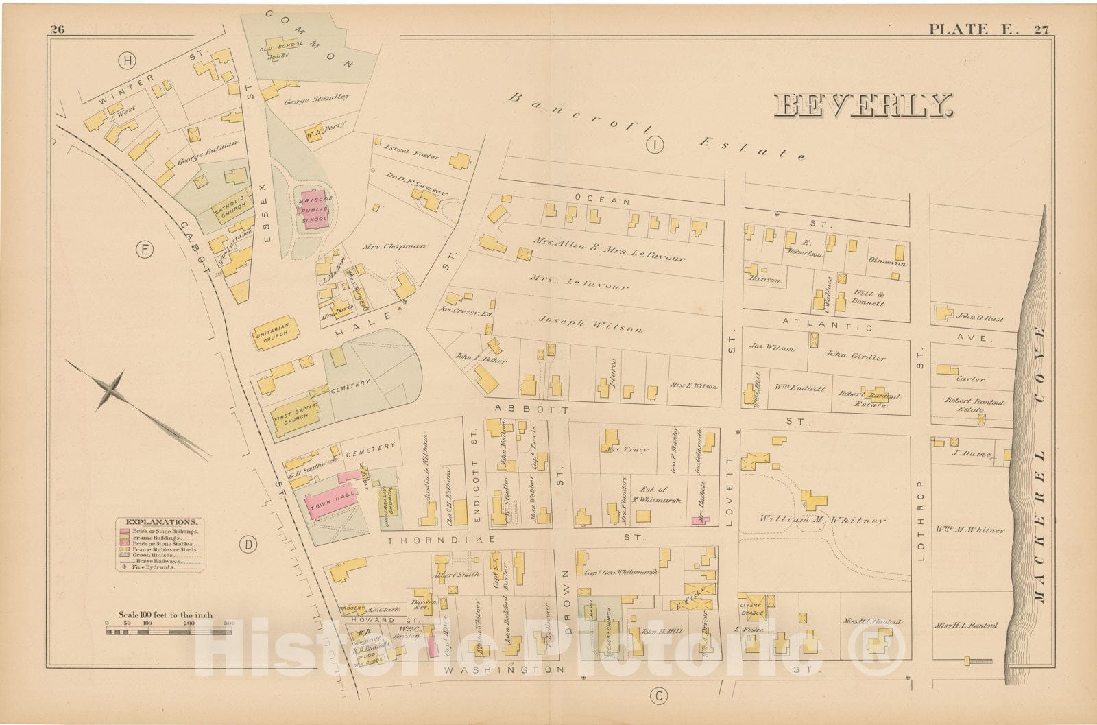 Historic Map : Atlas of Beverly, MA, Beverly 1880 Plate E , Vintage Wall Art