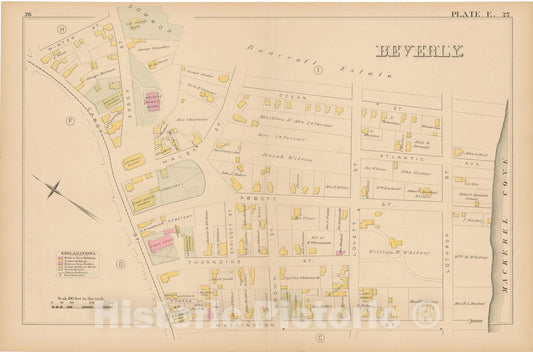 Historic Map : Atlas of Beverly, MA, Beverly 1880 Plate E , Vintage Wall Art