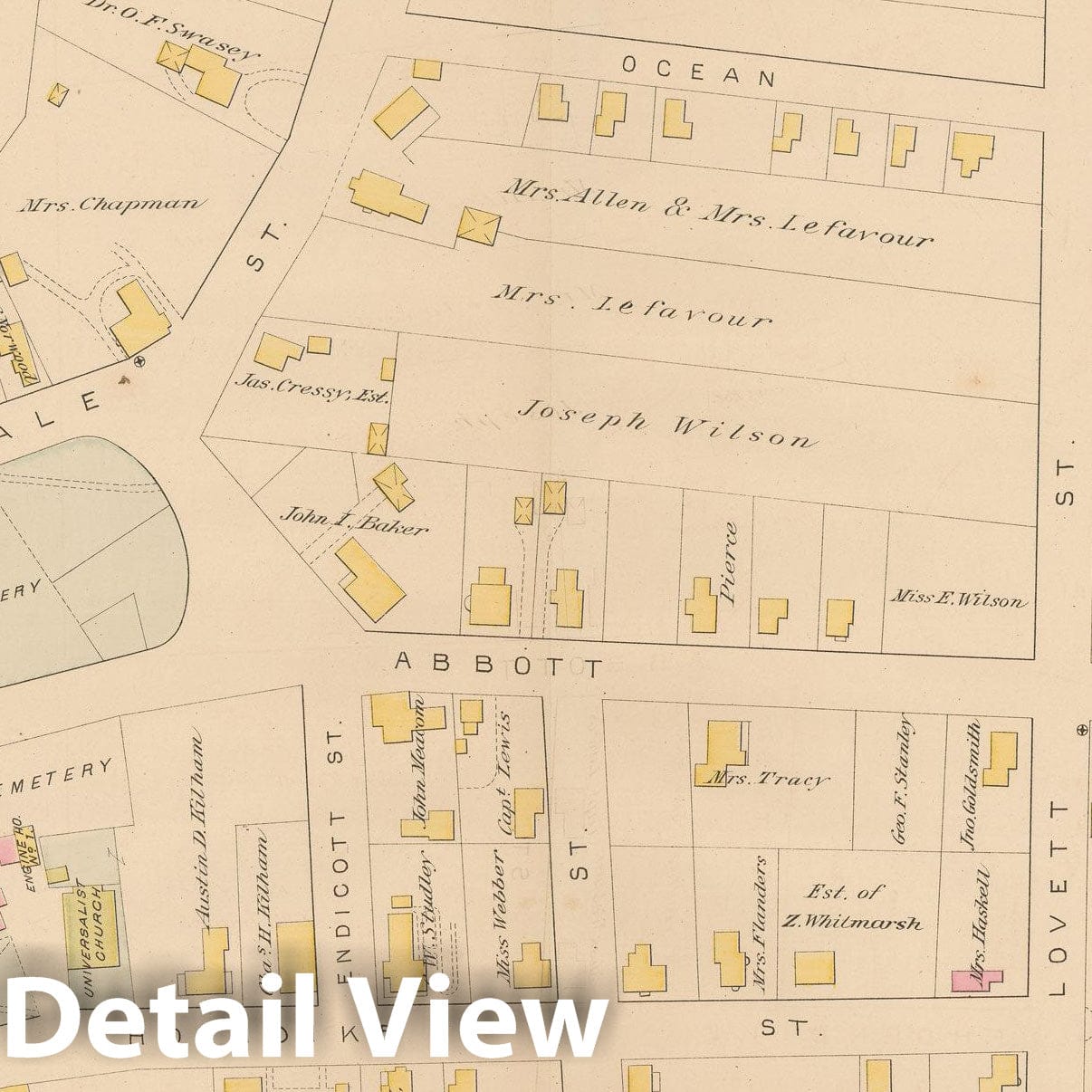 Historic Map : Atlas of Beverly, MA, Beverly 1880 Plate E , Vintage Wall Art