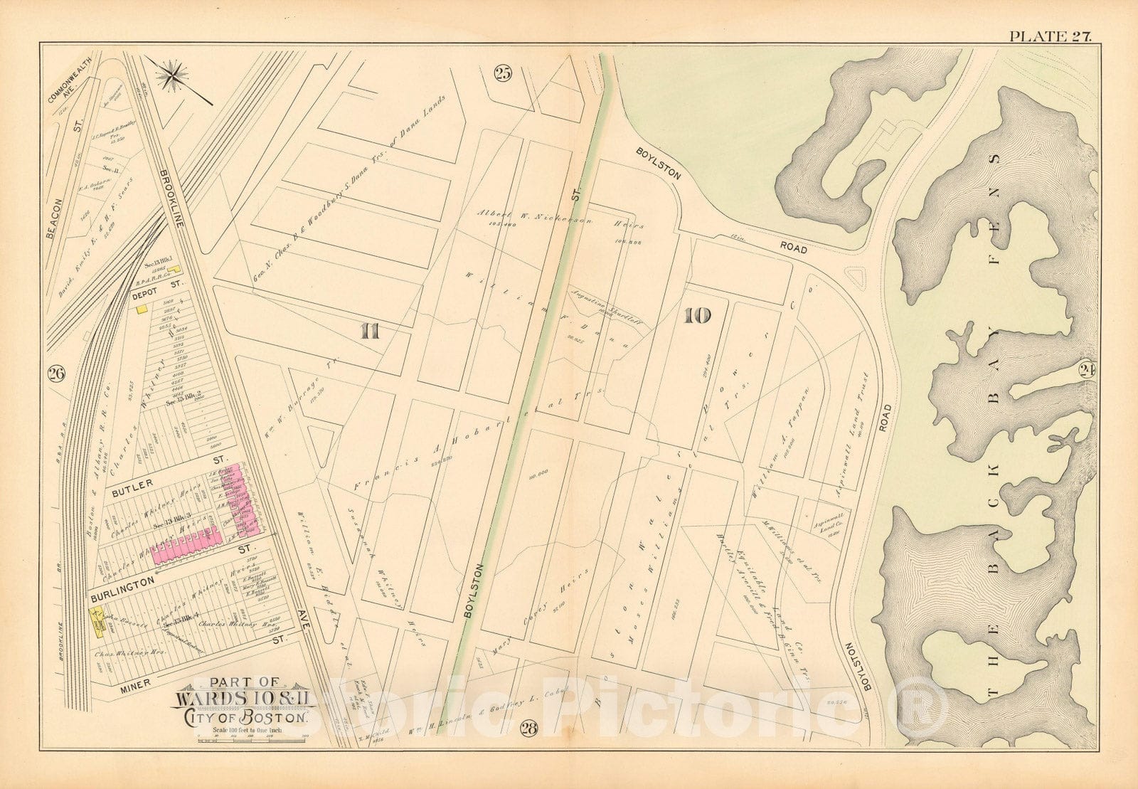 Historic Map : Boston 1895 Plate 027 , Atlas City of Boston Proper & Roxbury , Vintage Wall Art