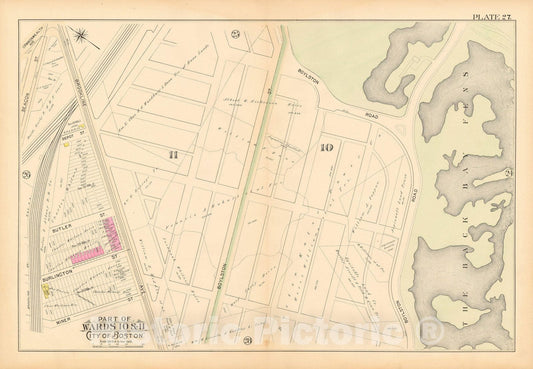 Historic Map : Boston 1895 Plate 027 , Atlas City of Boston Proper & Roxbury , Vintage Wall Art