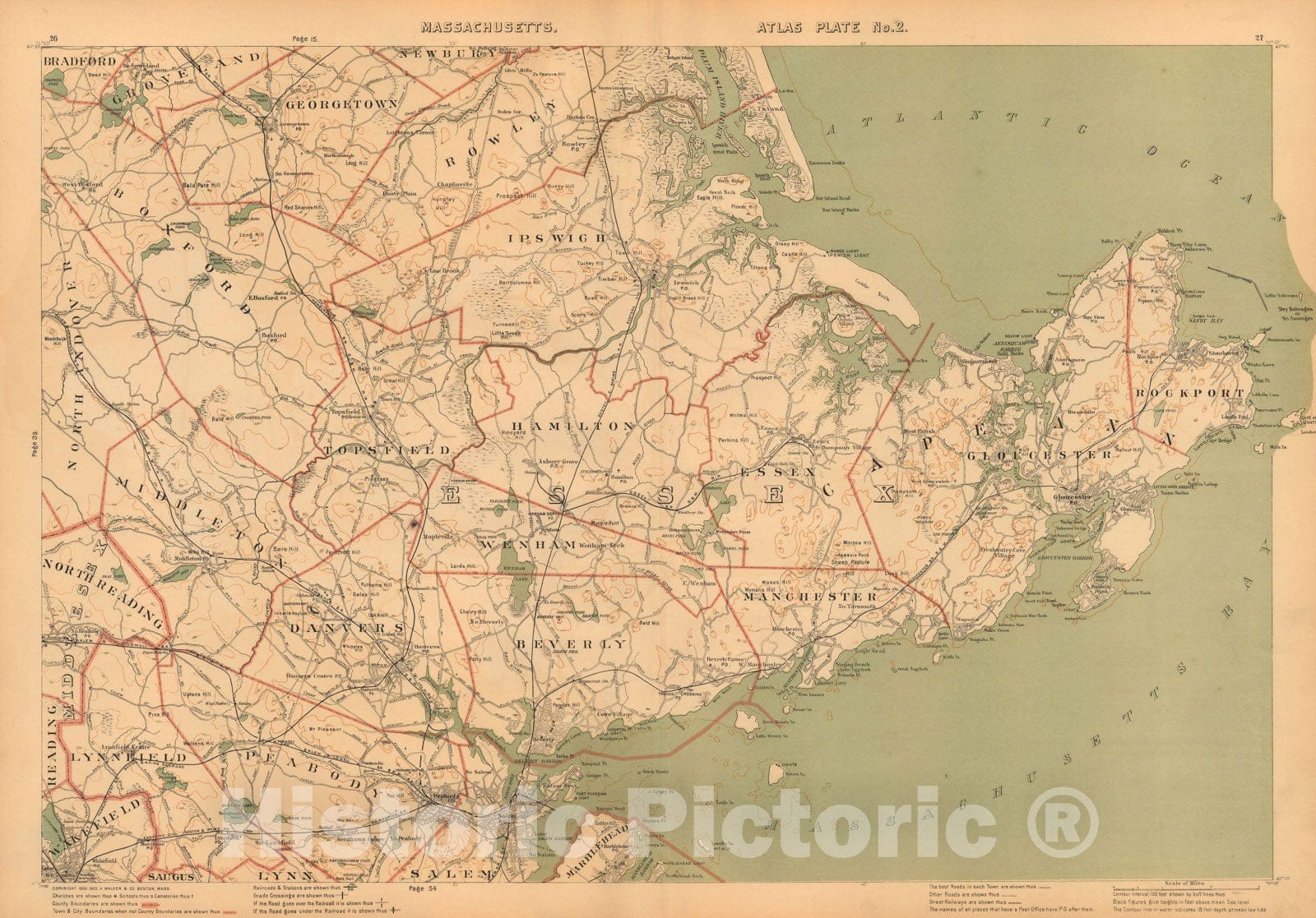 Historic Map : Atlas of Massachusetts, Essex County, Cape Ann 1891 , Vintage Wall Art