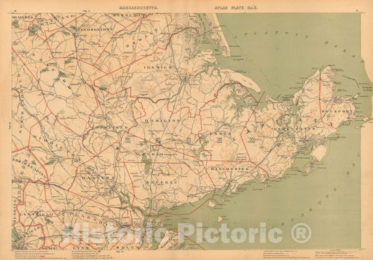 Historic Map : Atlas of Massachusetts, Essex County, Cape Ann 1891 , Vintage Wall Art