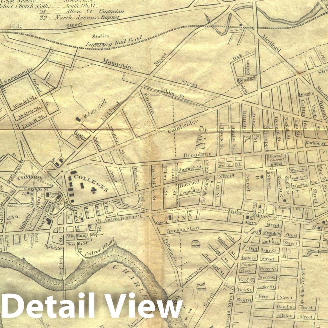 Historic Map : Cambridge 1857 , Vintage Wall Art